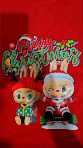 Kaos Anak-Anak Cewek: Raglan & Sablon Labubu Santa