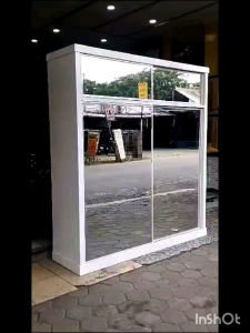 Lemari Pakaian Tingkat 2 Pintu Jumbo Sliding Full Cermin PREMIUM ORI/trinityjayafurniture
