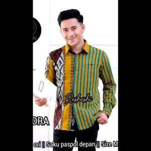 KIVANDRA Kemeja tenun pria lengan panjang kemeja formal cowok elegan tenun troso jepara