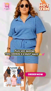 Mommy Kikays Collection| Selena Stripes Coords Plus Size V-Neck Top and Side Pocket Cotton Knitted Fabric Wide Garter Shorts Fit from Large to 4XL