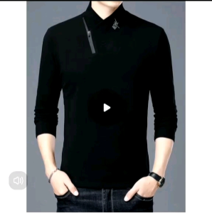 Long-sleeved T-shirt for men half turtleneck double-faced fleece sweatshirt new solid color slim-fit shirt