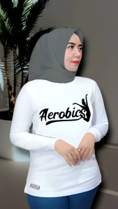 Atasan olahraga wanita muslimah gym kaos senam olahraga aktif aerobics