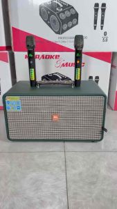 LOA KARAOKE XÁCH TAY JBL BASS 16CM THÙNG GỖ BỌC DA KẾT NỐI BLUETOOTH TẶNG KÈM 2 MICRO CAO CẤP