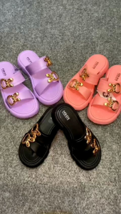 Sandal Slop Wedges Dua Strap Anak Perempuan Motif Kelinci Lucu Sendal Slop Anak Cewek Trendy