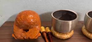 Bộ chuông mỏ tụng kinh 3tay( đường kính 19cm)