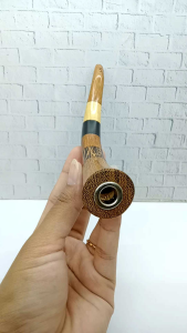 Pipa Sedotan Kayu Kelor Emas: Kombinasi Liwung Kelor Hitam & Kemuning Gading B26