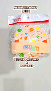 3In1 Baby Beanie Decorated Hat With Mitten And Booties Baby Mitten