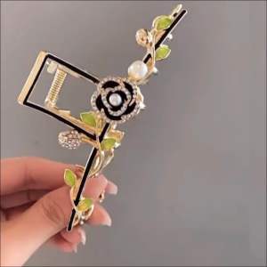 [SHIPS FROM MALAYSIA](G98) Premium Quality Elegant Rhinestone  Camellia 11cm Large Hair Claw/ Korean Fashion Accessory