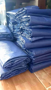 terpal A2 ukuran 5x7m warna biru silver.