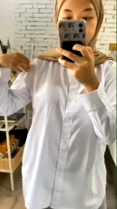 Kemeja Putih Kerja Wanita Kemeja kantor Polos Lengan Panjang