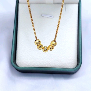 Kalung Boba Pasir Titanium Anti Karat Gold Xpid1901