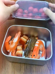 Hộp inox chống rỉ kèm nắp nhựa bảo quản thực phẩm đa năng