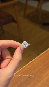 SSTYLE💎Carter real moissanite diamond Oval 2karat wedding engament gorgeous s925 sterling silver rings cincin passed diamond pen