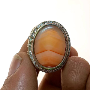 Asli Batu Sulaiman Junjung Derajat Orange Lis Merah 2cm Ring.8