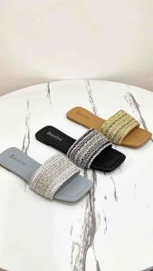 BREVINNI Luna Sandal Flat Wanita || Sandal Tepes Wanita || Sandal Flat Korea || Sandal Korea || Alas Kaki Wanita Empuk Nyaman Anti Slip || Sendal Slides