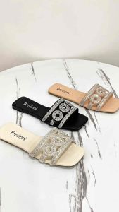 BREVINNI Araya Sandal Flat Wanita || Sandal Tepes Wanita || Sandal Flat Korea || Sandal Korea || Alas Kaki Wanita Empuk Nyaman Anti Slip || Sendal Slides