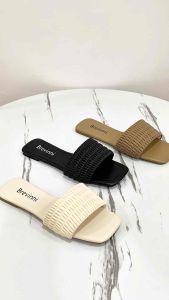 BREVINNI Milla Sandal Flat Wanita || Sandal Tepes Wanita || Sandal Flat Korea || Sandal Korea || Alas Kaki Wanita Empuk Nyaman Anti Slip || Sendal Slides