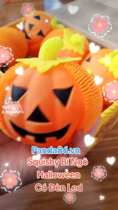 1 SquiShy Bí Ngô Halloween Có Đèn Led Phát Sáng - Dùng Trang Trí Lễ Hội Halloween - Squishy Mềm Dẻo - Đồ Chơi Giảm Stress