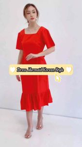 RED-Dress Korea Uenie 777 & Dress Simple Korean Style