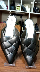 Sepatu Bustong Perempuan Jelly Sepatu Selop Hak Tahu Motif Anyaman Ketupat C221 UKURAN 37/40.