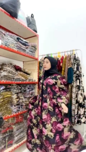 Gamis Dress Wanita Megumi Asahi Kancing Aktif Busui Friendly Katun Rayon Kasual - Model Terbaru - Pesta Mewah Muslim Motif Maxi