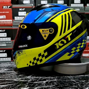 paket ganteng helm KYT R10 seri 4 yellow fluo blue