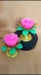 Lilin Teratai Kaki Emas 3 Jam Dengan Pelindung Tahan Panas