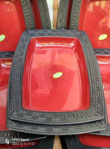 12pcs piring makan petak persegi model Susi plastik tahan panas berkuwalitas serbaguna gratis 1 sendok