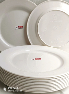 12pcs Piring Makan Bulat Prasmanan Saji Polos 26cm Plastik Tahan Panas Berkualitas Serbaguna