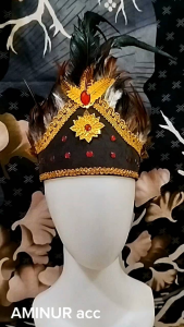 mahkota/hiasan kepala bulu adat tari karnaval dll set terlengkap