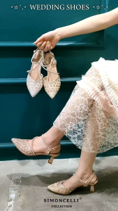 Simoncelli Sepatu Heels Wanita 5 Cm Tali Belakang Mutiara | Heels Pesta | Kondangan | Sepatu Import 102-6