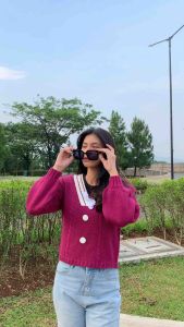 Desain Rajut Kasual: Atasan Rajut Wanita Korea Tebal & Sweater Rajut Premium