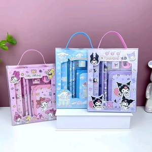 6in1 stationary set with wallet pencil eraser ruler sharpener coin bag kuromi melody cinnamoroll