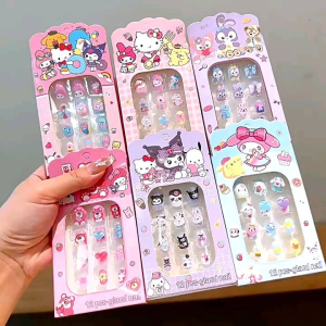 Sanrio 3D fake nails cute cartoon kuromi melody nail art fake nails kuromi melody stella hello kitty lotso