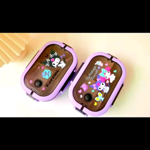 Sanrio Large Capacity Lunch Box with spoon and fork handle food carries Students Anime Sanrioed Double Layer Lunch Box
