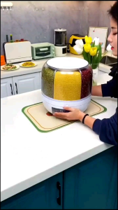 Dispenser Beras dan Biji Bijian Bisa Berputar 360° 6 Sekat