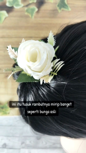 Tusuk Rambut Bunga Mawar Putih-Tusuk Hiasan Rambut Bunga -Tusuk Sanggul Cucuk Konde Mewah Clips Sirkam