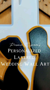 Personalized Layered Wooden Wedding Wall Art | Custom Couple Silhouette | Rustic Wooden Home Decor Gift Anniversary