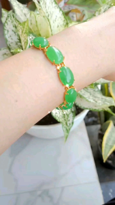 Gelang Tangan Perempuan Giok Lapis Emas Anti Karat