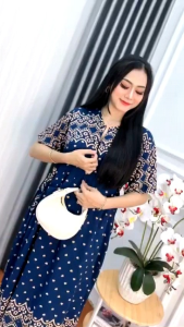 DASTER CHIBI WANITA MOTIF POLKADOT KEKINIAN RAYON PREMIUM DRESS IBU MUDA BUSUI FRIENDLY