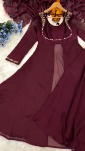 MK1246 KURTI Top Fabric* Pure  Rangoli Silk Fabric With Nack Pattern Attractive Handwork Length-52inches