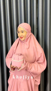 Mukena Terusan Traveling Dewasa Polos Katun Micro Santri Lajuran Kudus