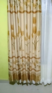 Gorden SMOKRING Motif Bunga Tulip GOLD Gorden Jendela Pintu Minimalis BLAKCOUT Aesthetic Panjang 240