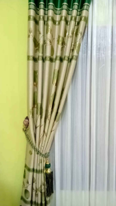 Gorden Blackout Premium Model Smokring Motif Bunga Tulip HIJAU Gorden Jendela Pintu Aesthetic