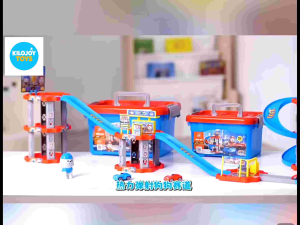 Childrens Rail Car Toys Car Racing Game Highway Catapult Sports Car Kit DIY Puzzle Assembly with Storage Box 92pcs