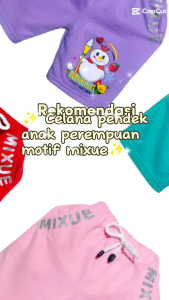 Celana Pendek Anak Perempuan Motif MIXUE Umur 1-11 Tahun