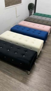 VC SILVER LEG BENCH CHAIR 4F VELVET POCKET LONG STOOL OTTOMAN SOFA