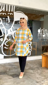 Tunik katun motif/Tunik Kotak LD.100cm