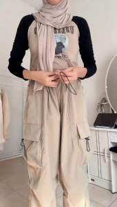 Celana Cargo Pants Wanita Terbaru - Cargo Wanita Pinggang Karet - Celana Highwaist Loose Korean Style