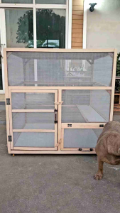 กรงแมว งานDiy ล้อมมุ้งกันยุง แบบชั้นเดียว 2ประตู ความยาว 100 กว้าง 100 สูง 115 ซม